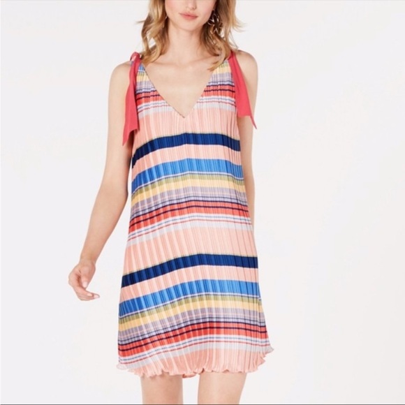 NWT FoxieDox Anthropologie Striped Pleated Shift Dress - Picture 3 of 16